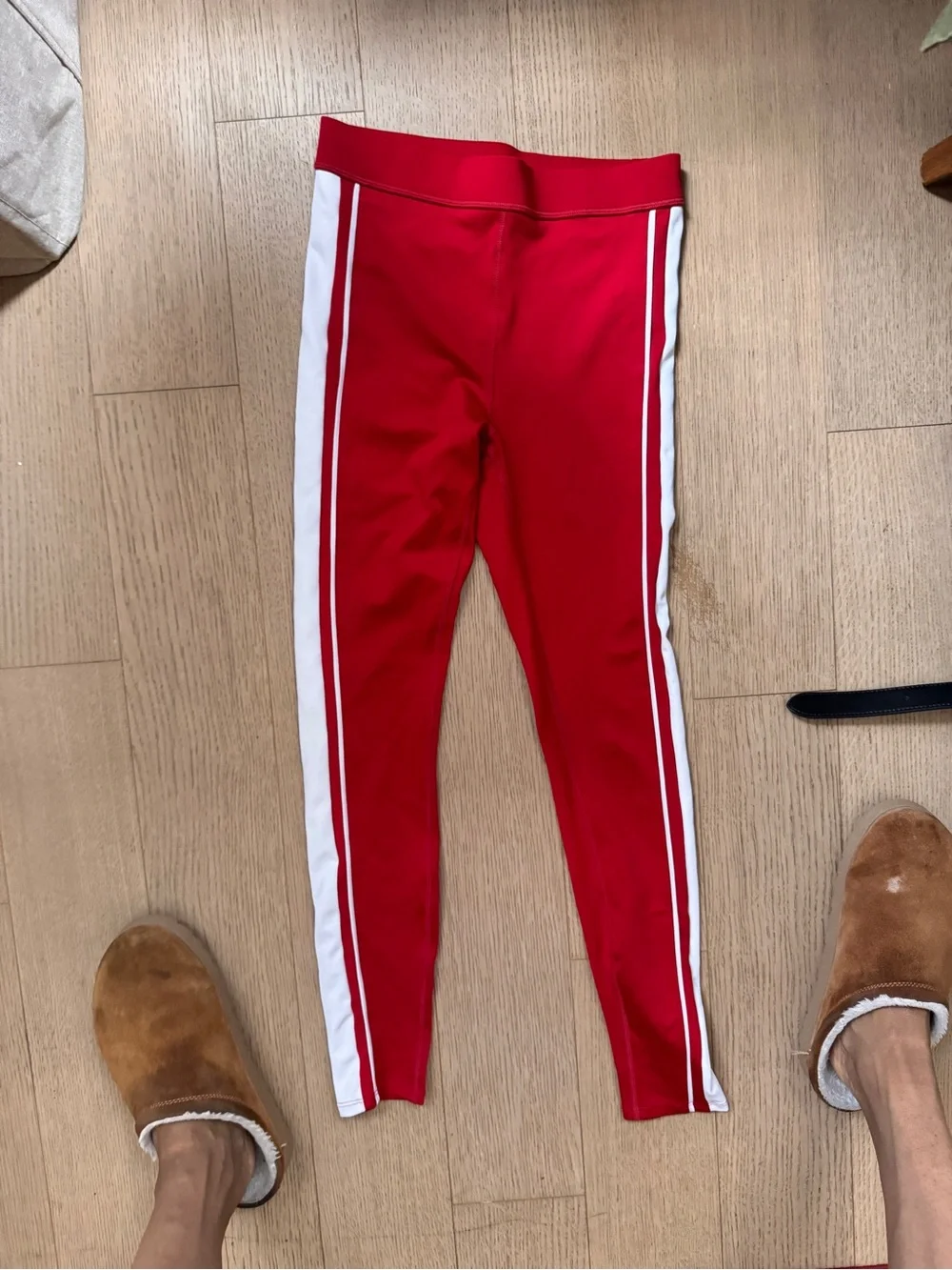Alo Red Side-Striped Athletic Leggings